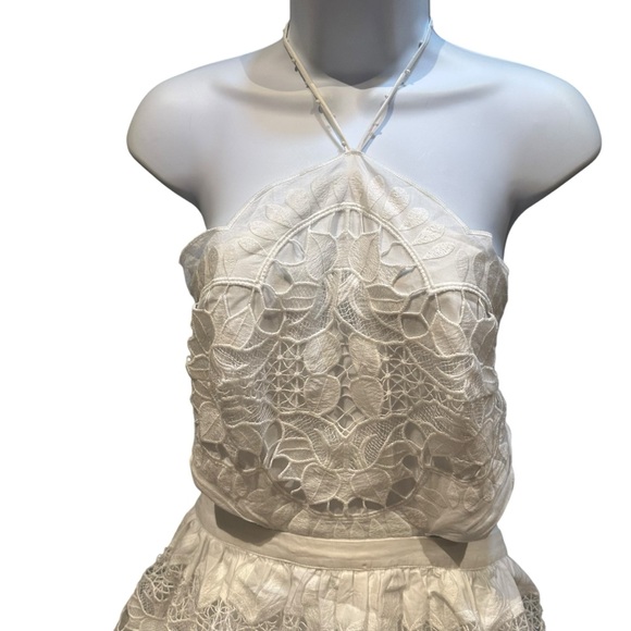 Farm Rio White Halter Richilier Cotton Ruffle Mini Dress Large New with Tag - Picture 6 of 16